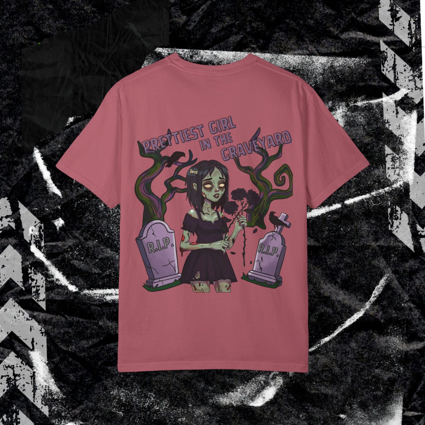 Prettiest Girl In The Graveyard - Unisex Garment-Dyed T-shirt.