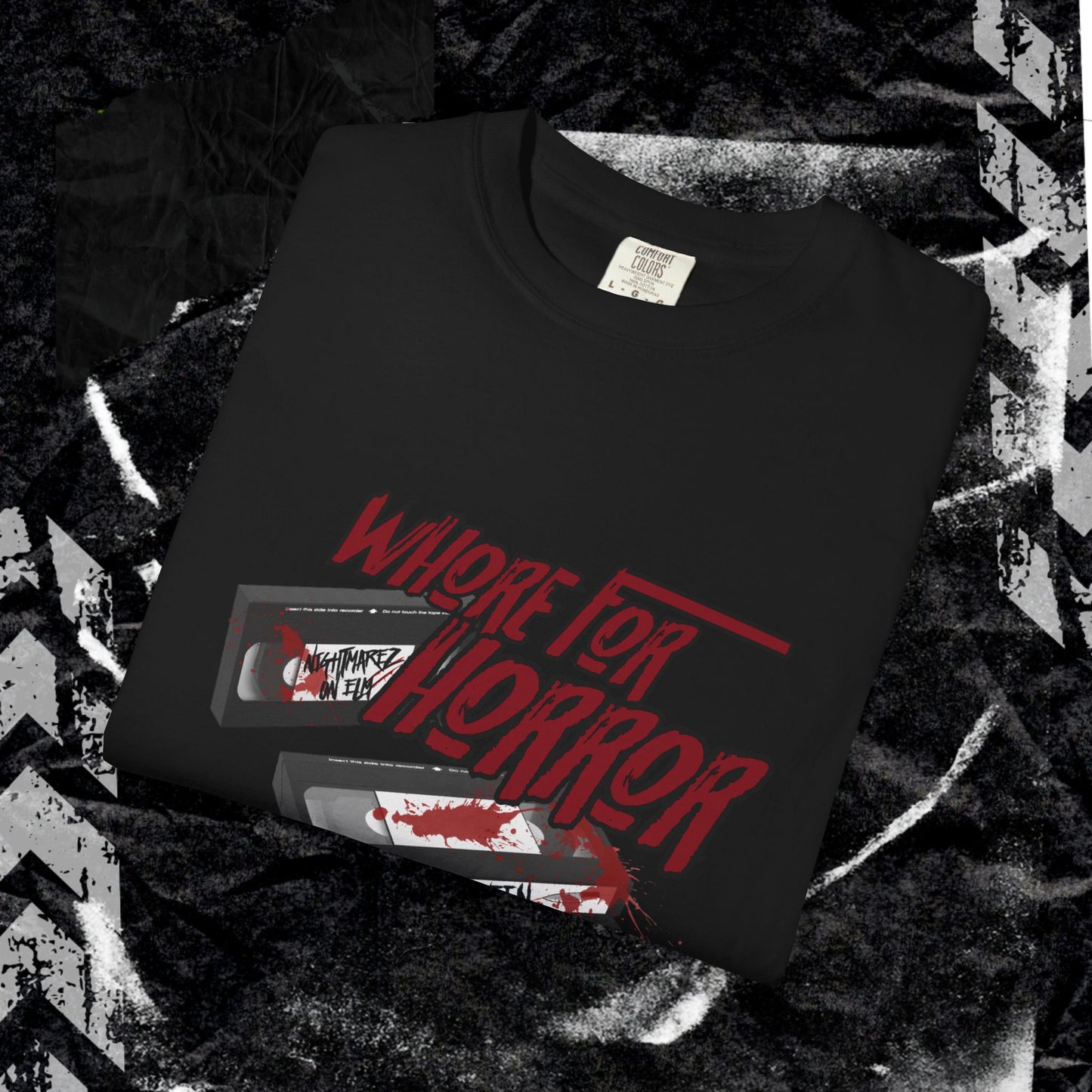 WHORE FOR HORROR - Unisex Garment-Dyed T-shirt.