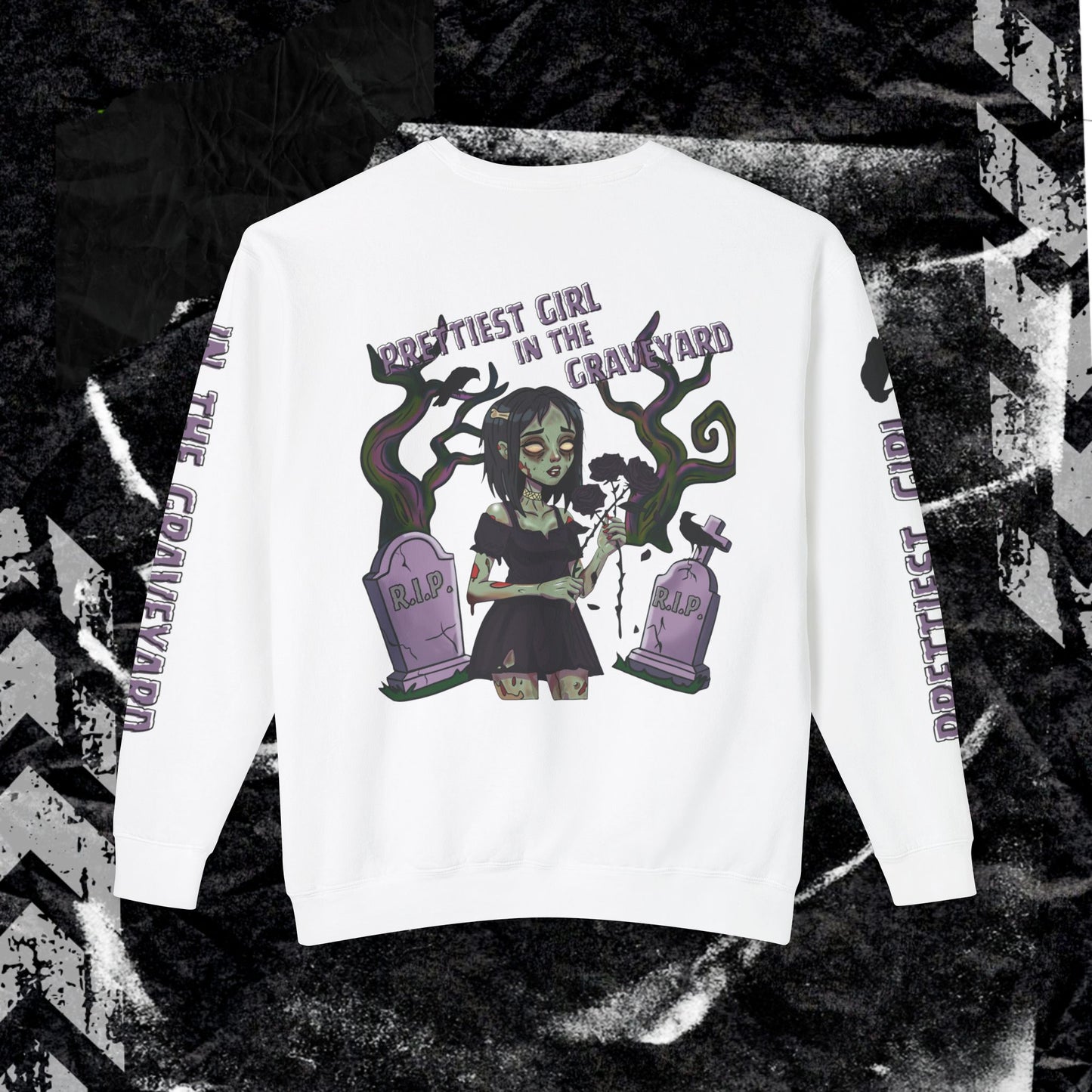 Prettiest Girl In The Graveyard - Unisex Lightweight Crewneck Sweatshirt