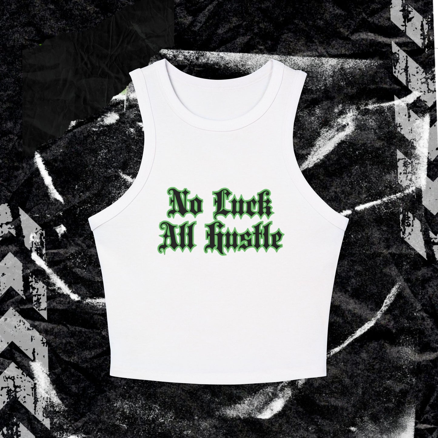 No Luck ,All Hustle - Women's Micro Rib Racer Tank Top