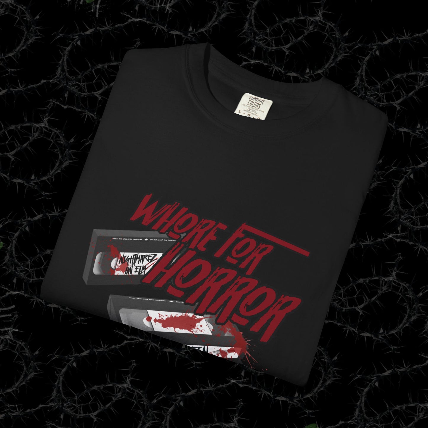 WHORE FOR HORROR - Unisex Garment-Dyed T-shirt.