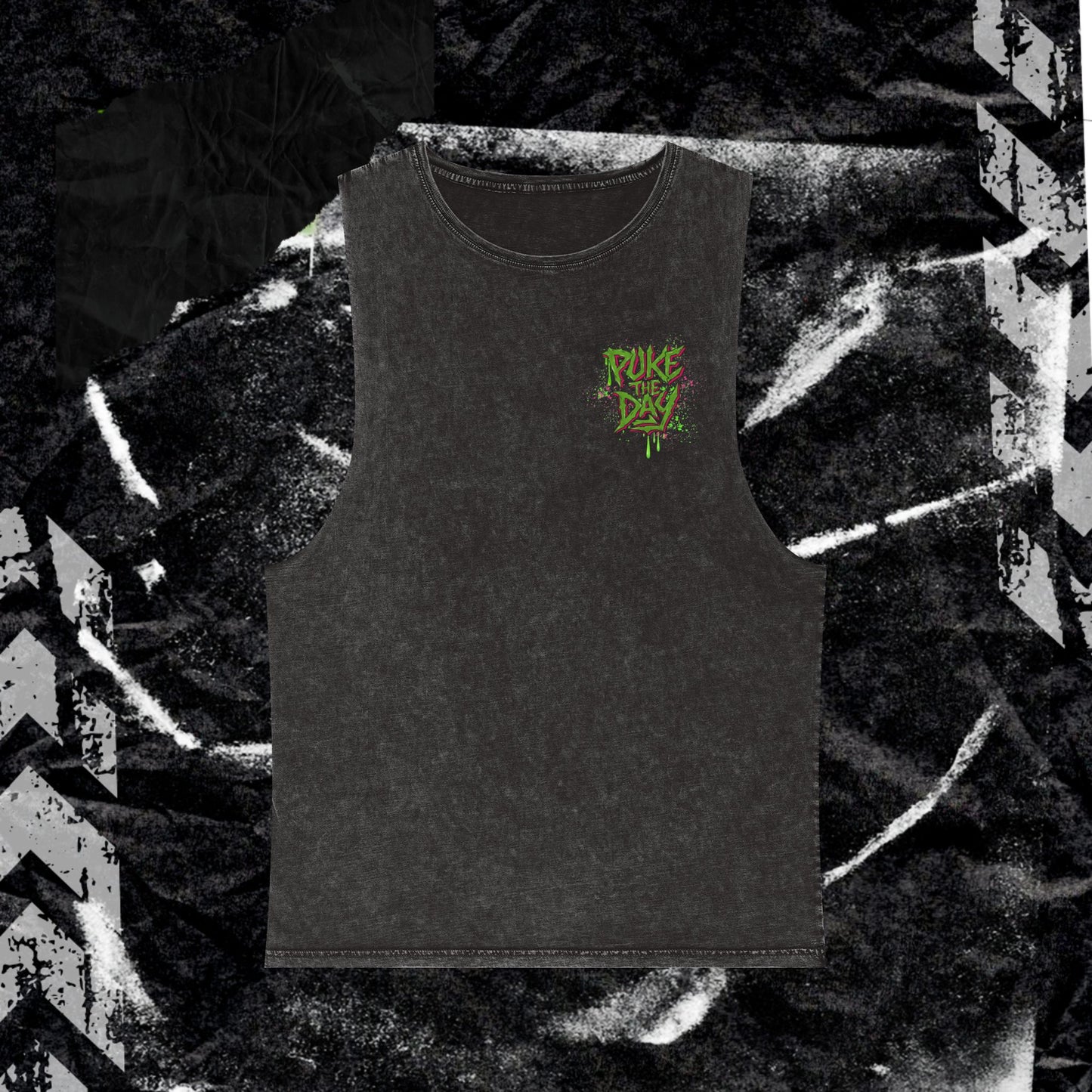 GRUNGE SKULL (backprint) - Stonewash Tank Top