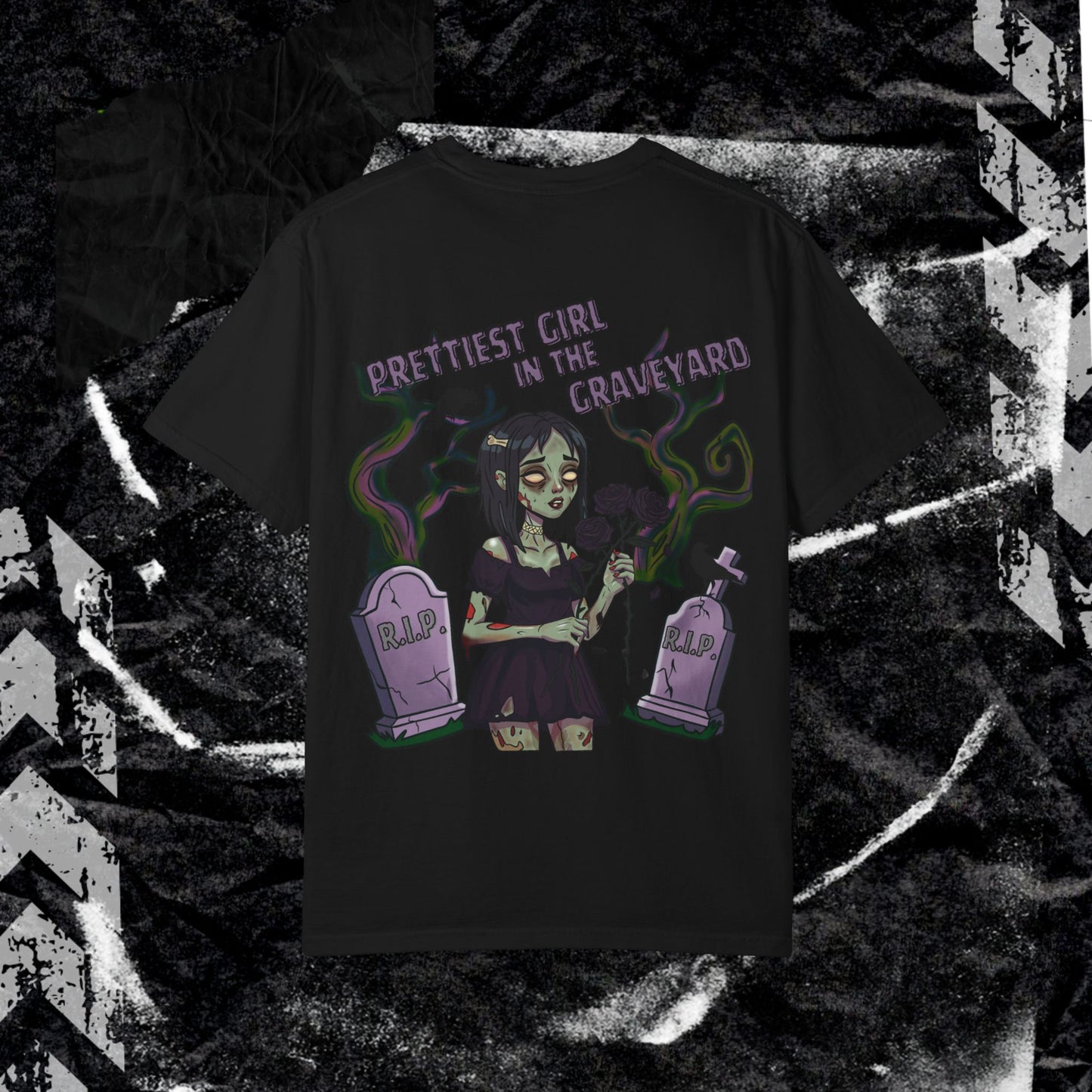 Prettiest Girl In The Graveyard - Unisex Garment-Dyed T-shirt.