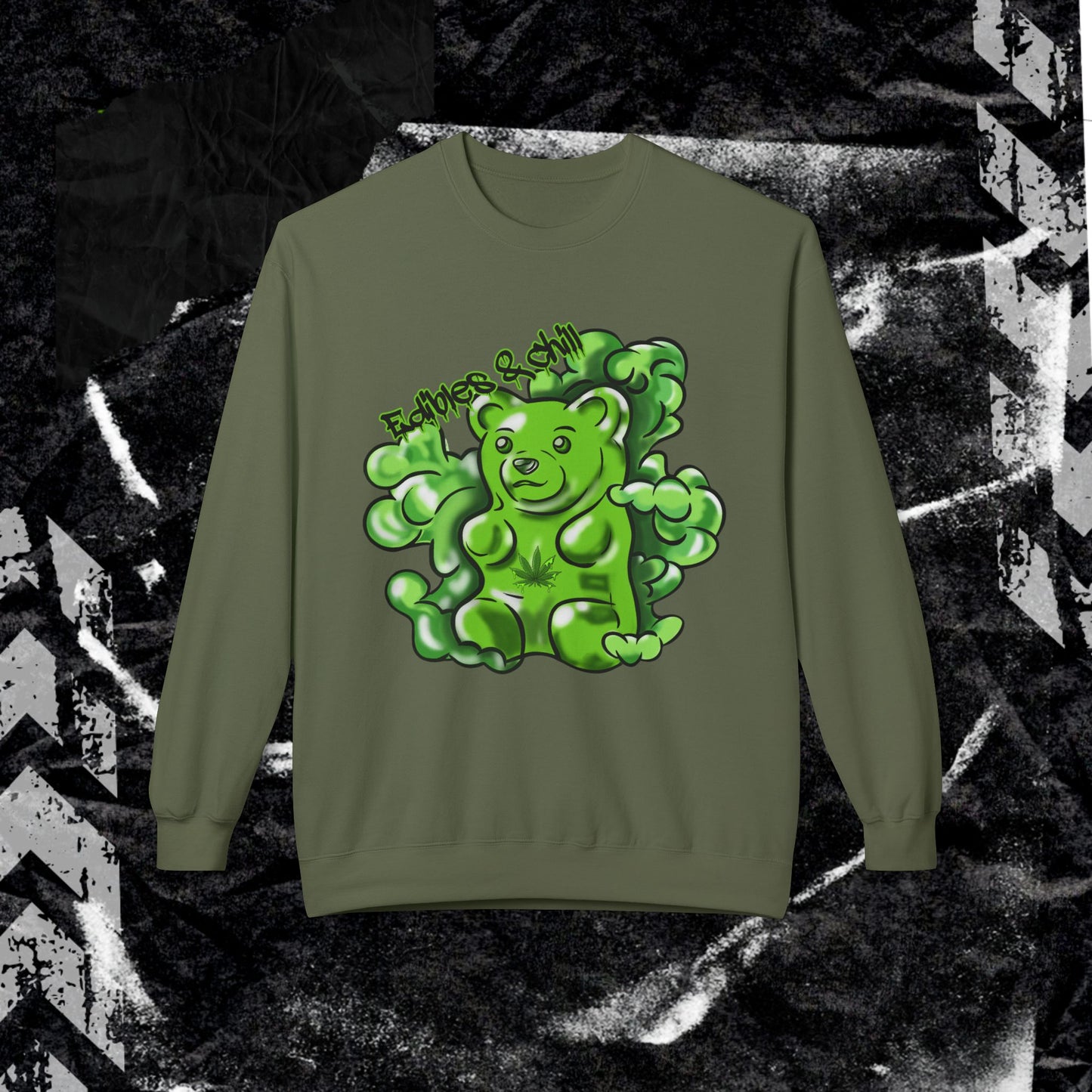 Edibles & Chill Gummy - Unisex Midweight Softstyle Fleece Crewneck Sweatshirt