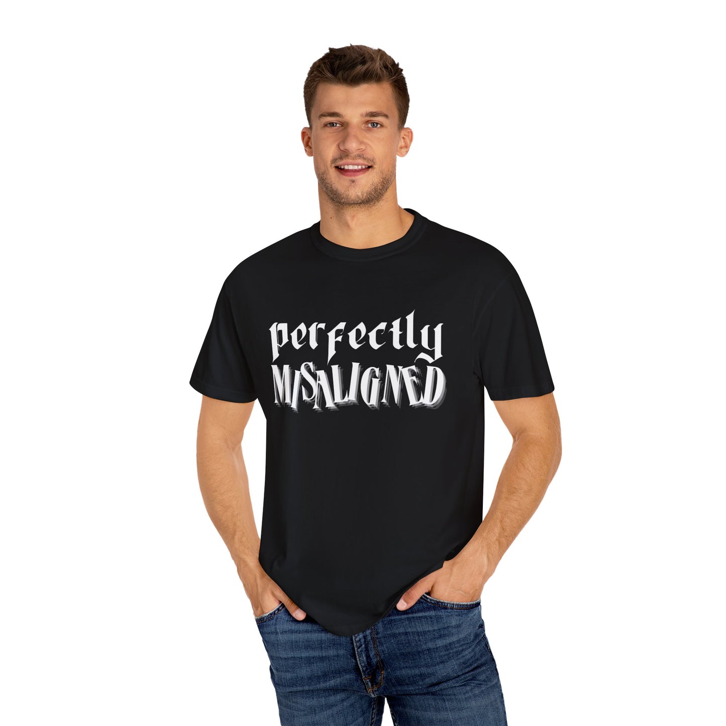 Perfectly Misaligned - Unisex Garment-Dyed T-shirt.