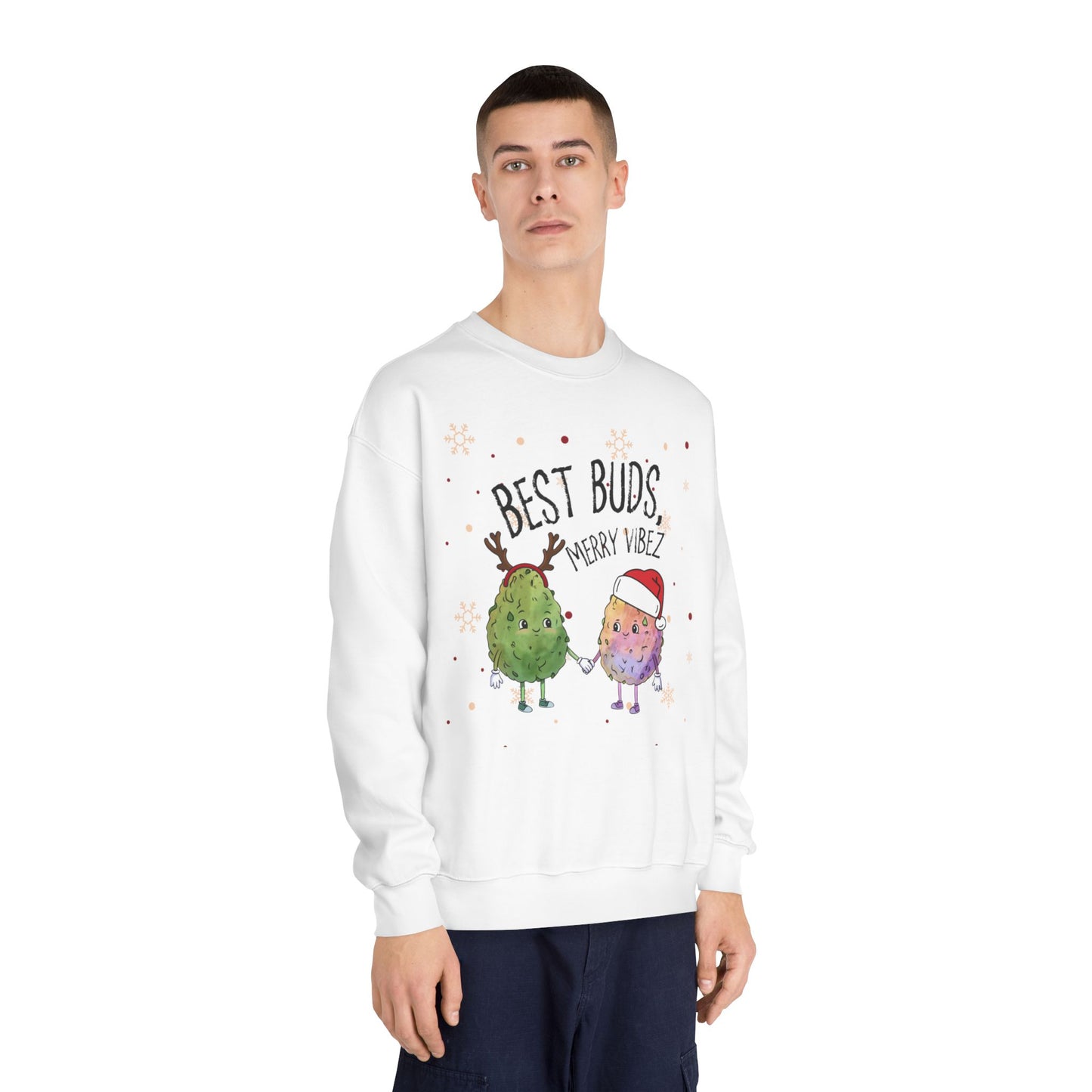 BEST BUDS, MERRY VIBEZ - Unisex DryBlend® Crewneck Sweatshirt