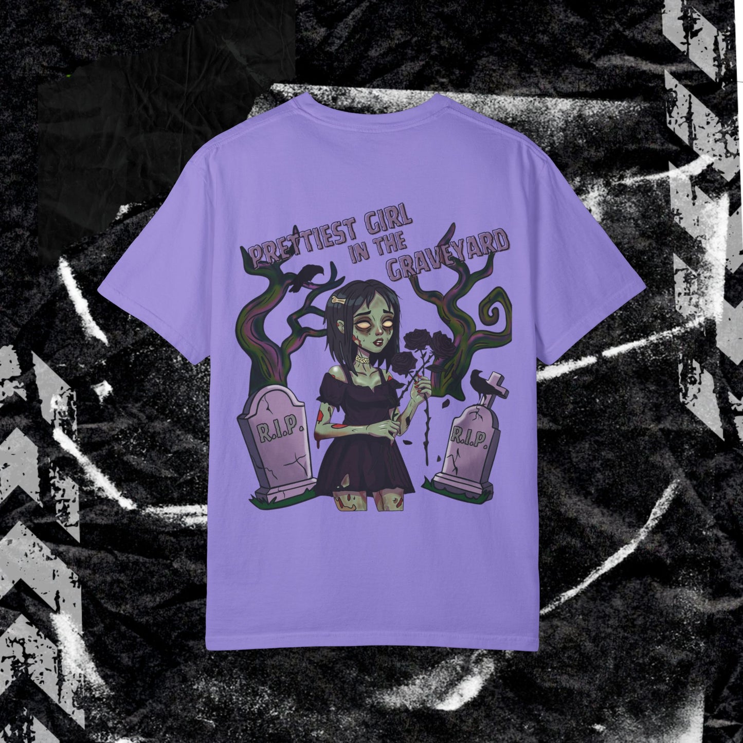 Prettiest Girl In The Graveyard - Unisex Garment-Dyed T-shirt.