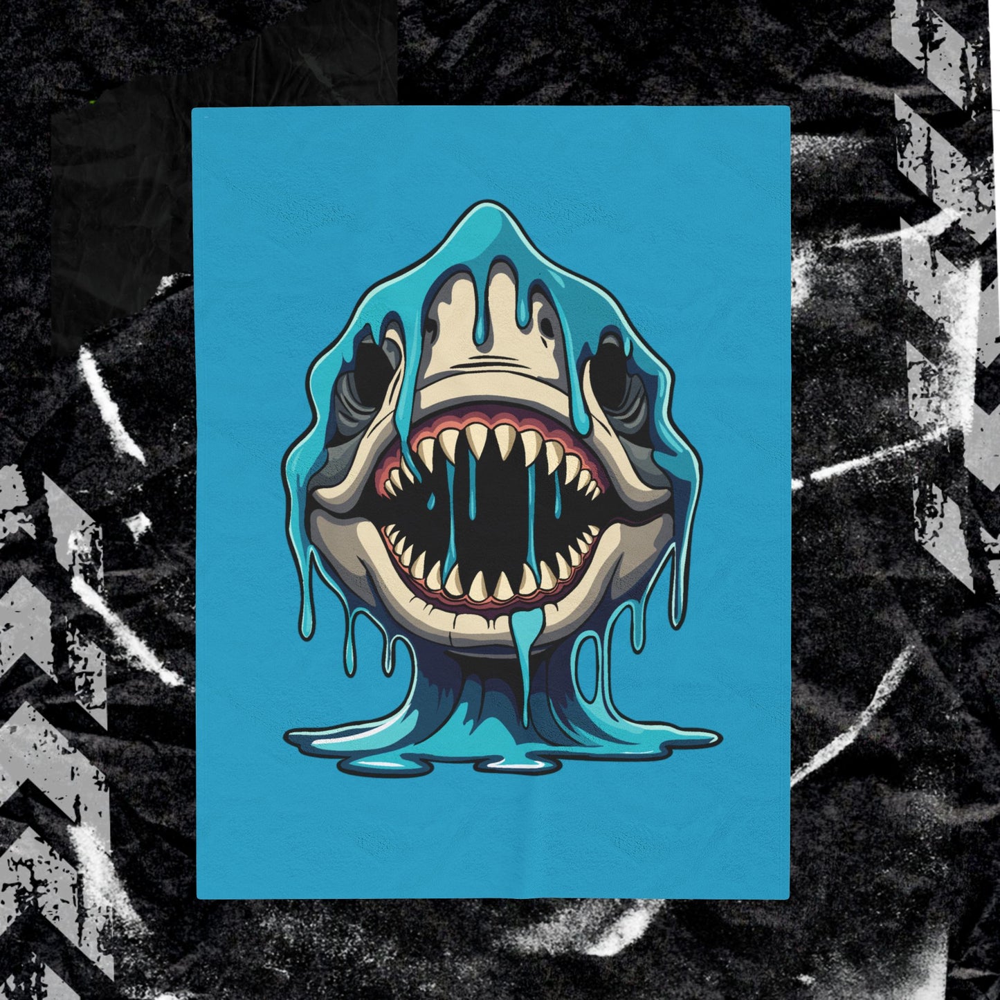 Eats Boys For Dinner Shark - Velveteen Plush Blanket