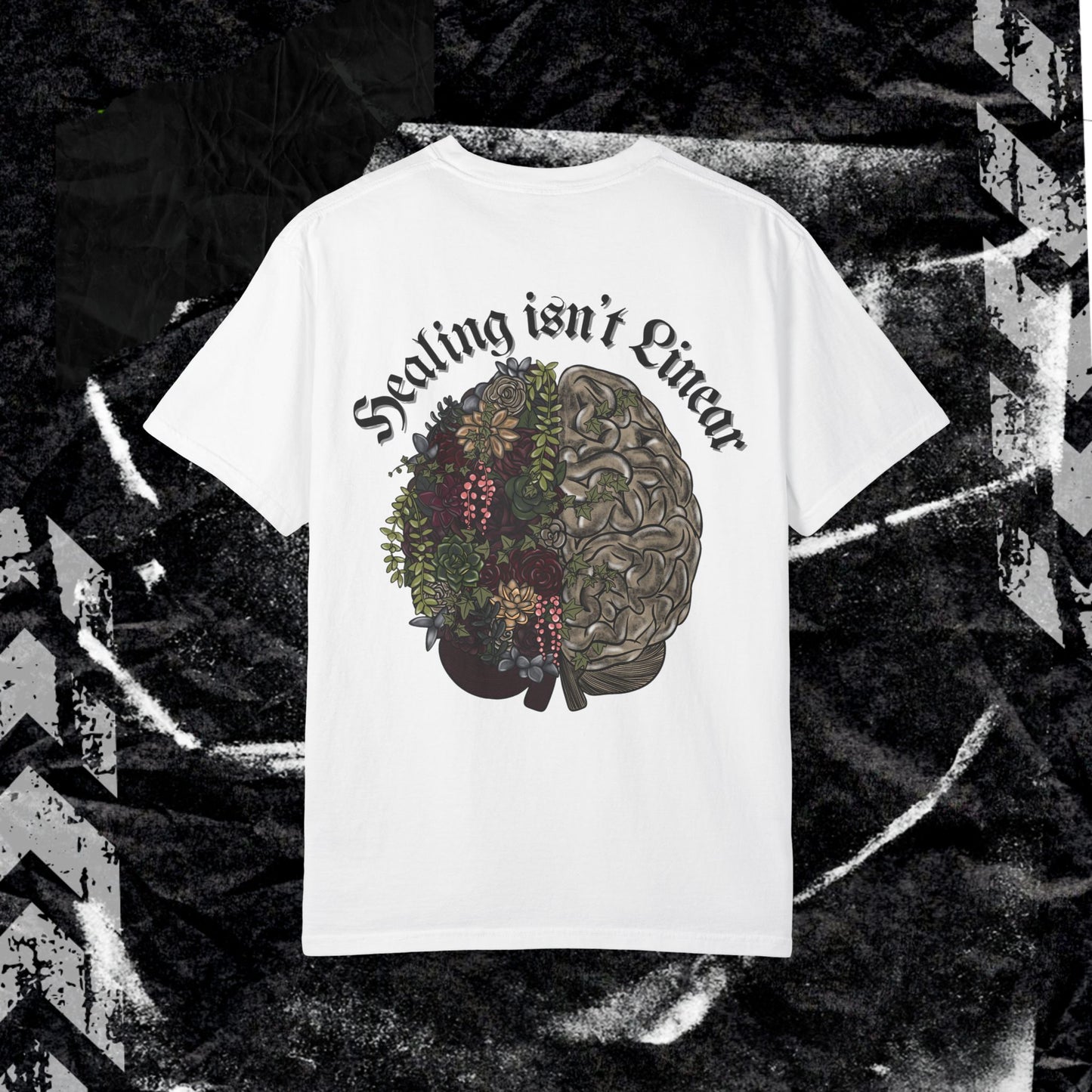 Healing isn't Linear - Unisex Garment-Dyed T-shirt. Ll