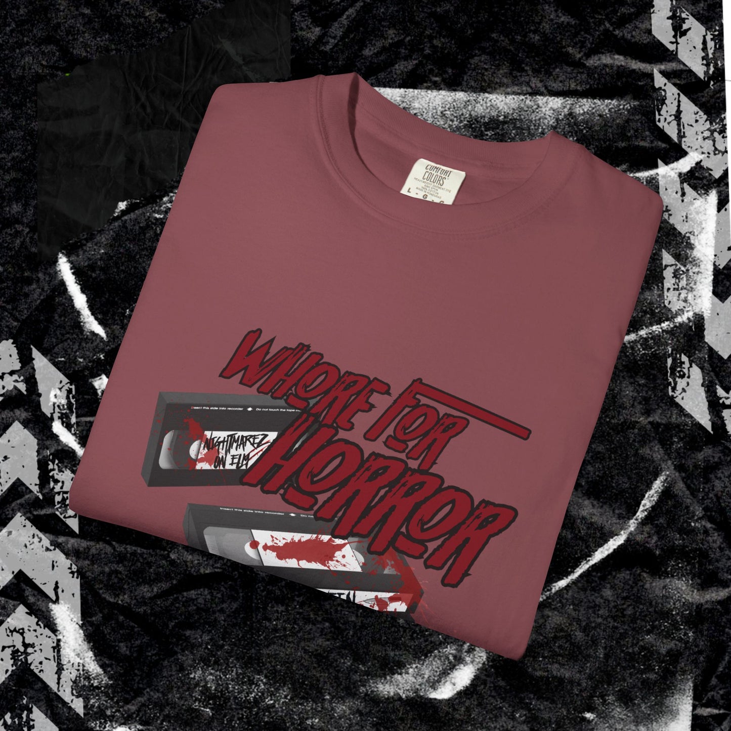 WHORE FOR HORROR - Unisex Garment-Dyed T-shirt.