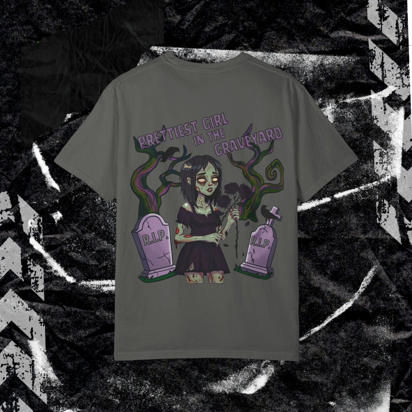 Prettiest Girl In The Graveyard - Unisex Garment-Dyed T-shirt.