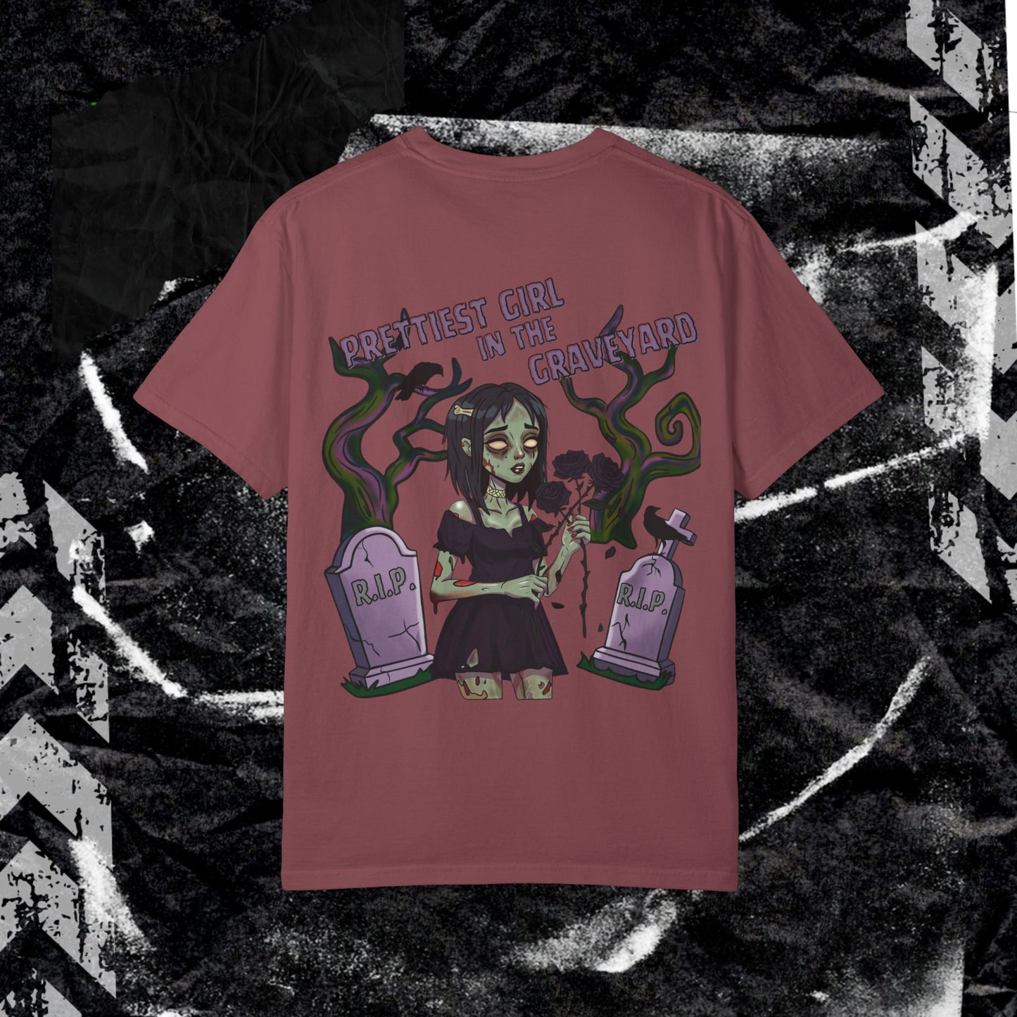 Prettiest Girl In The Graveyard - Unisex Garment-Dyed T-shirt.