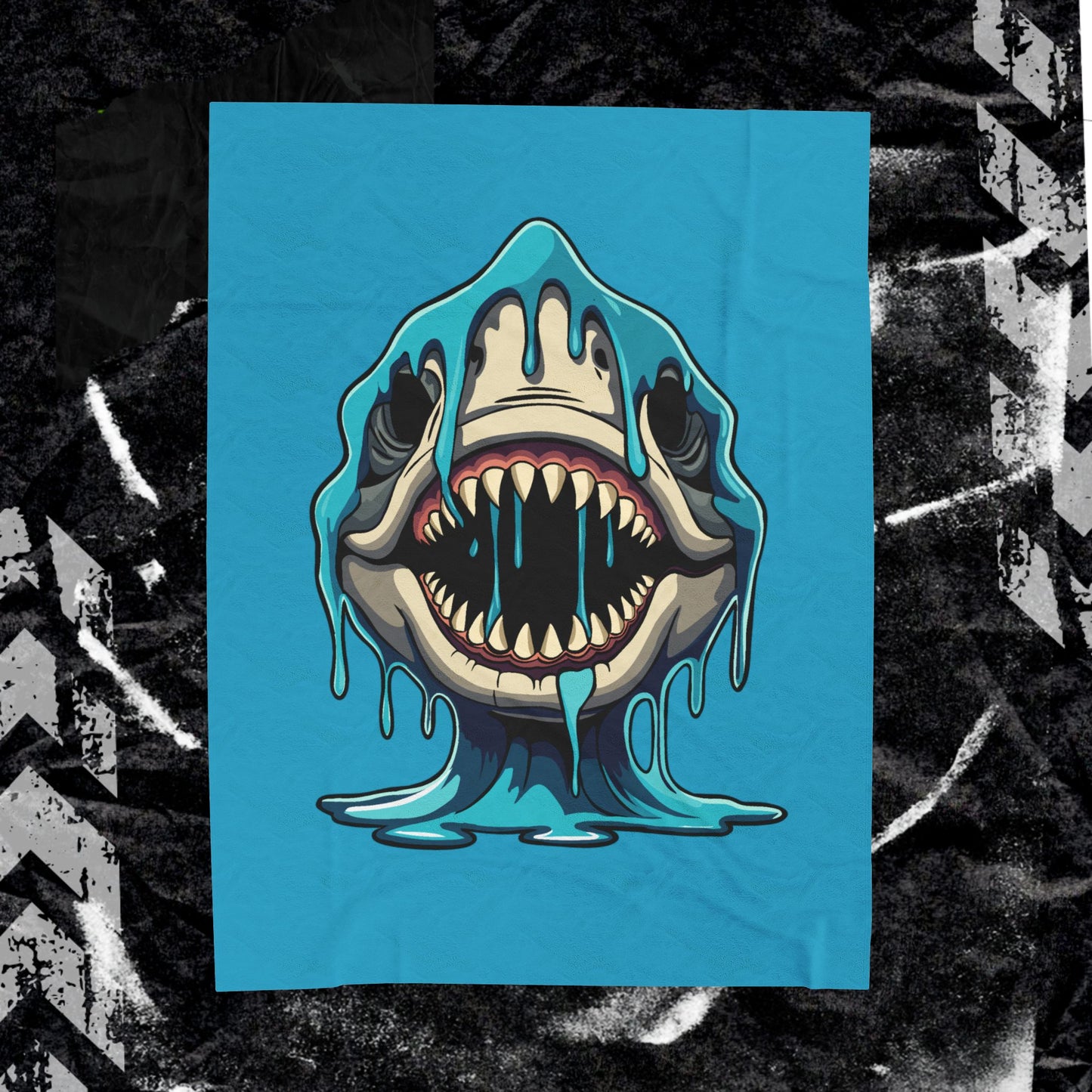 Eats Boys For Dinner Shark - Velveteen Plush Blanket