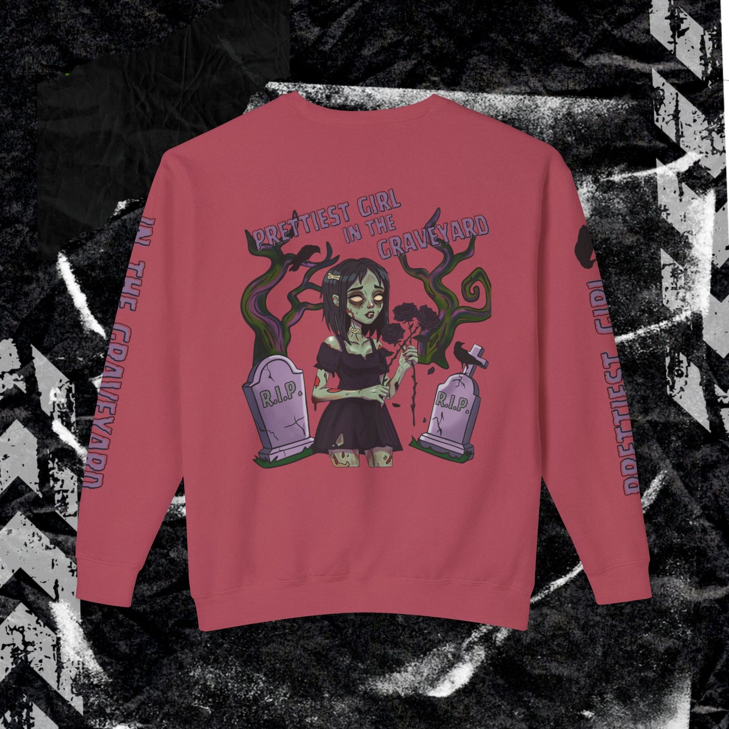 Prettiest Girl In The Graveyard - Unisex Lightweight Crewneck Sweatshirt