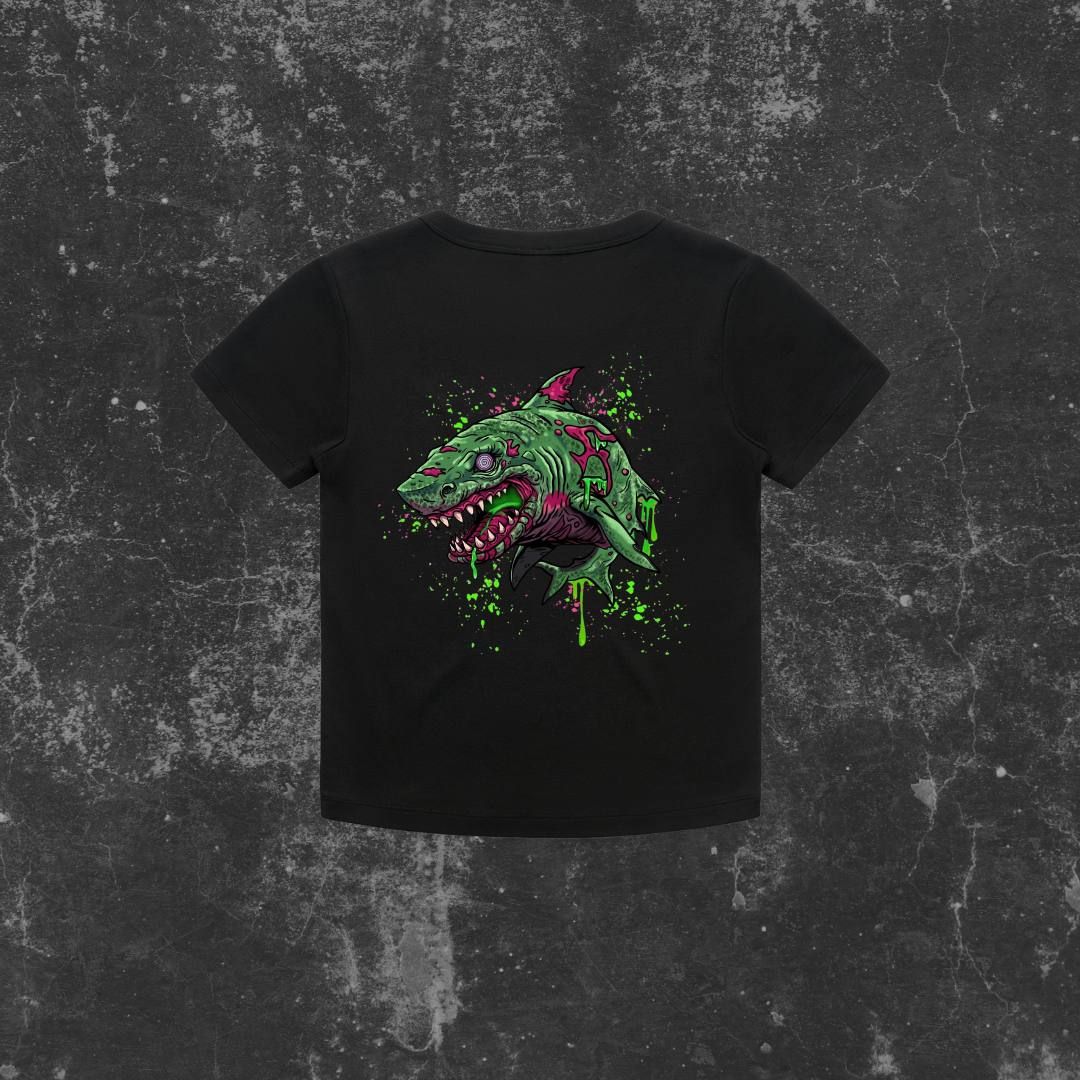 GRUNGE SHARK (backprint) Organic Rib Baby Tee