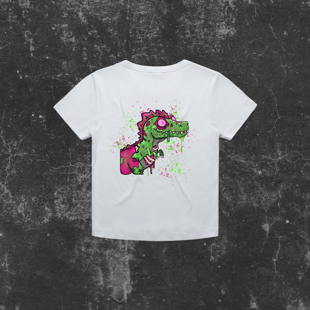 GRUNGE DINO (backprint) Organic Rib Baby Tee