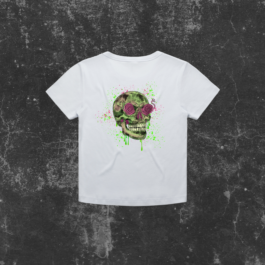 GRUNGE SKULL (backprint) Organic Rib Baby Tee