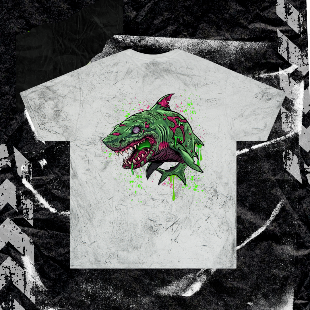 Grunge Shark - (backprint) color blast t-shirt