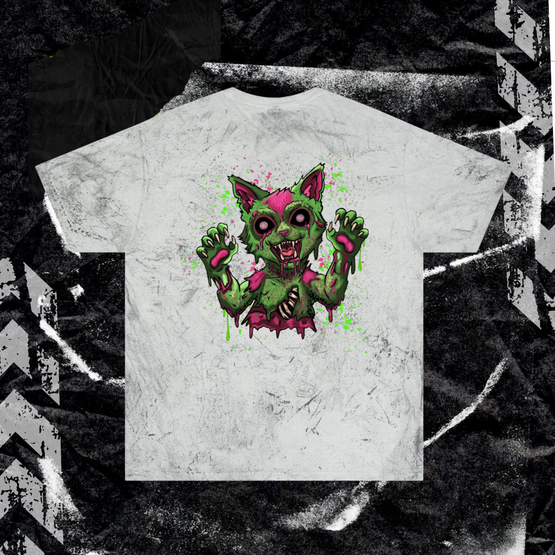 Grunge Kitty - (backprint) color blast t-shirt