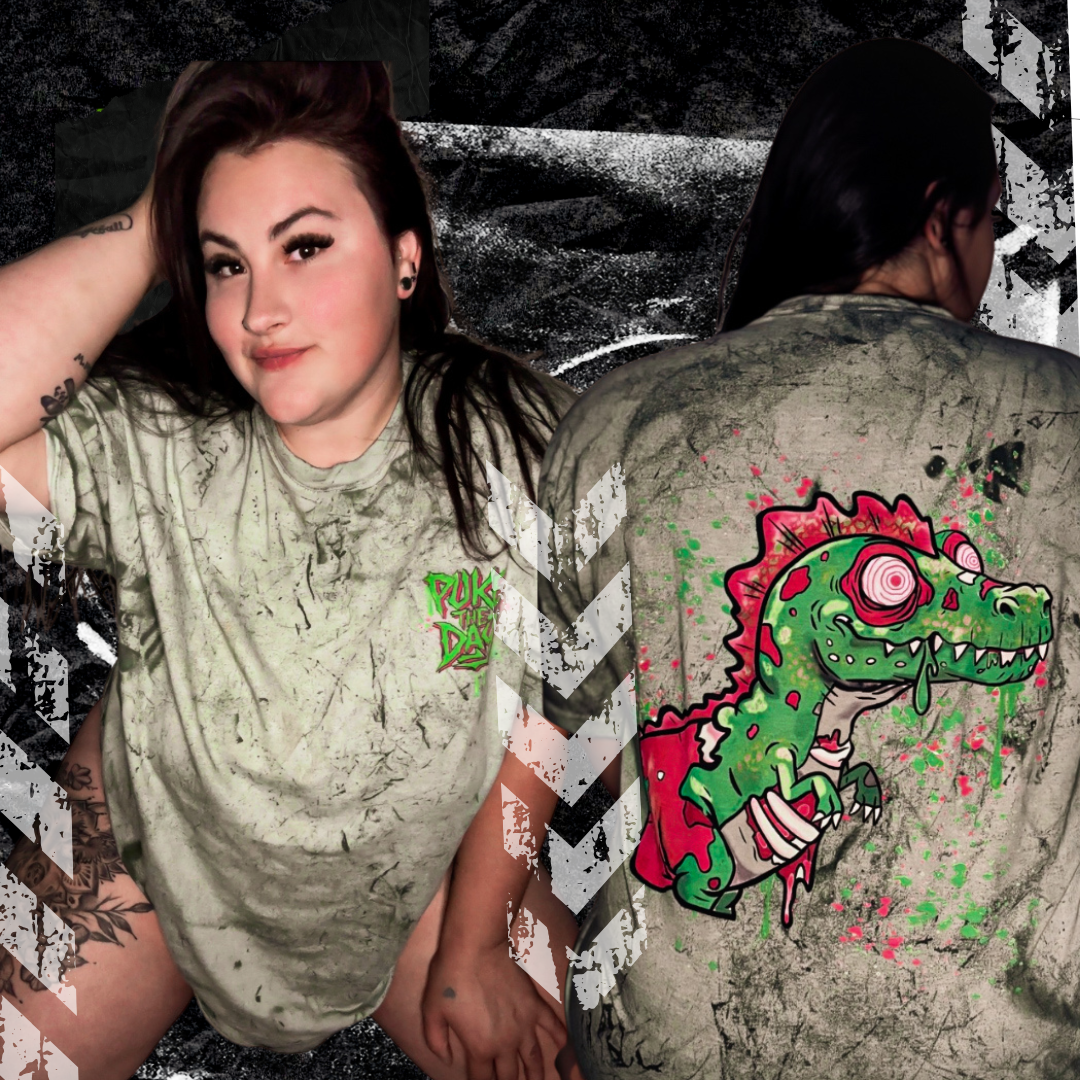 Grunge Dino - (backprint) color blast t-shirt