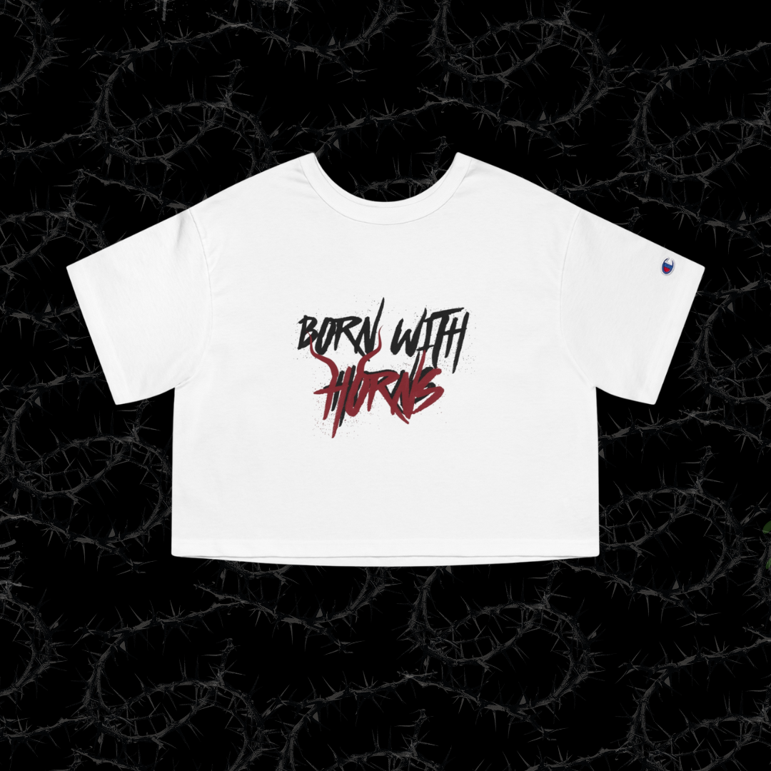 BORN WITH HORNS - Champion Women's Heritage Cropped T-Shirt