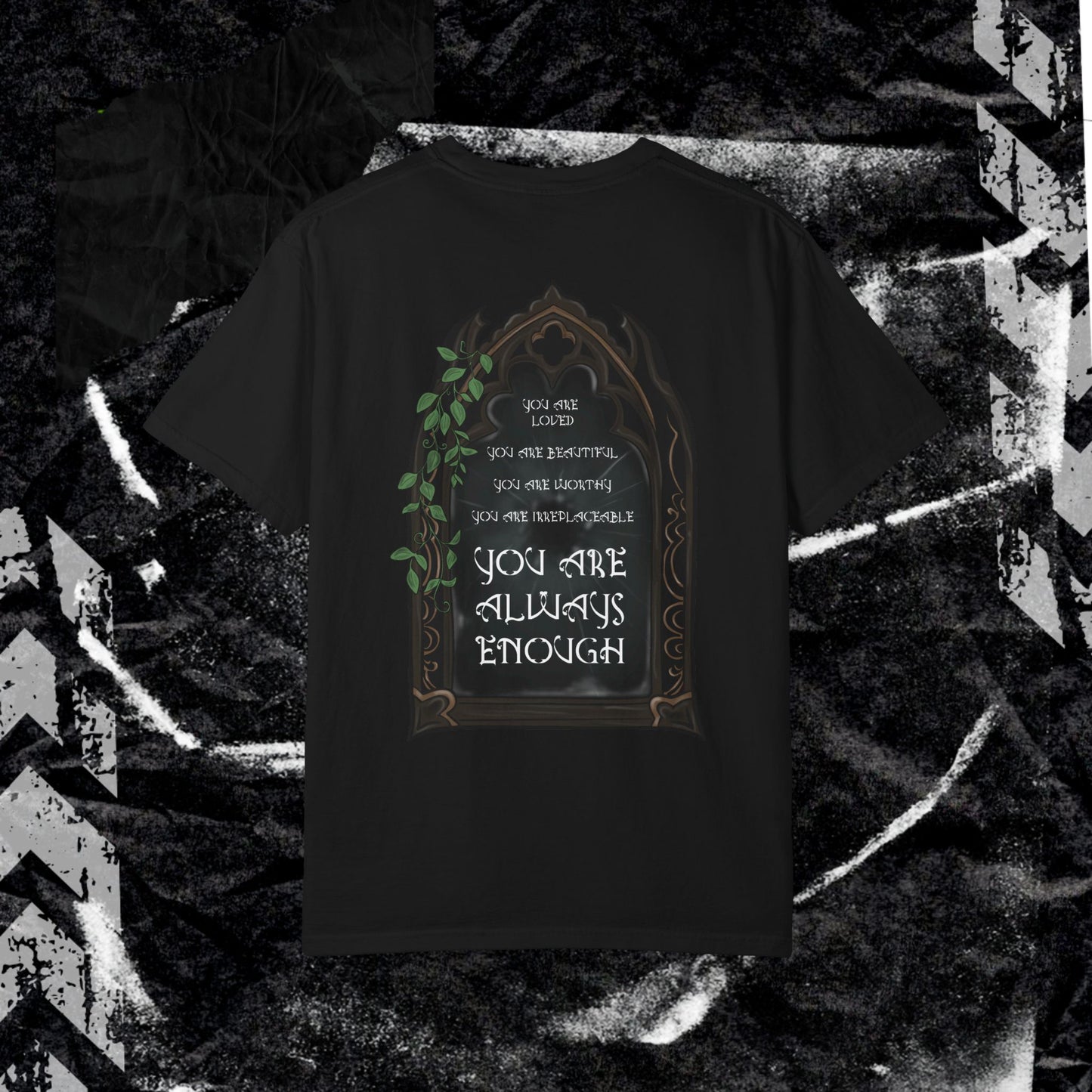 Mirror Work (BACK PRINT) - Unisex Garment-Dyed T-shirt. Ll
