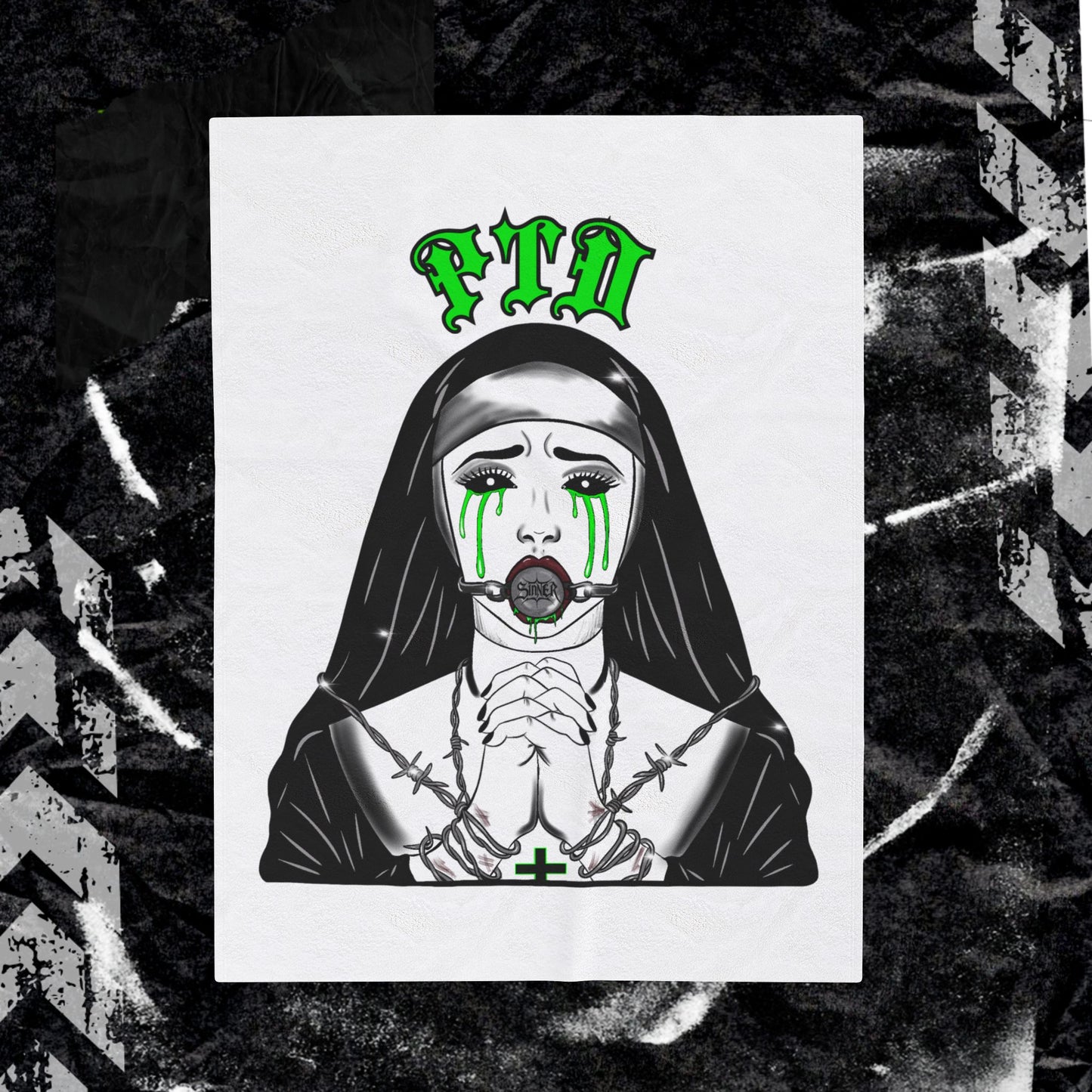 Praying Nun Sinner - Velveteen Plush Blanket