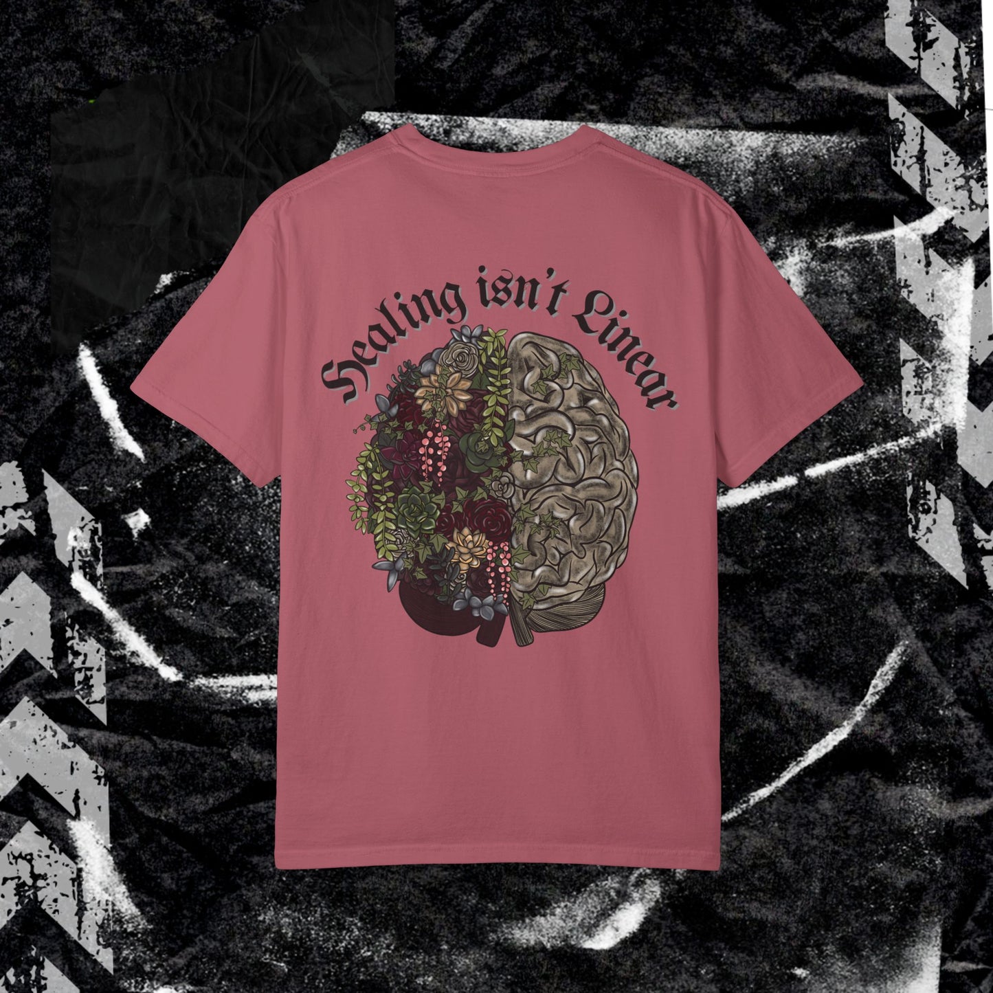 Healing isn't Linear - Unisex Garment-Dyed T-shirt. Ll