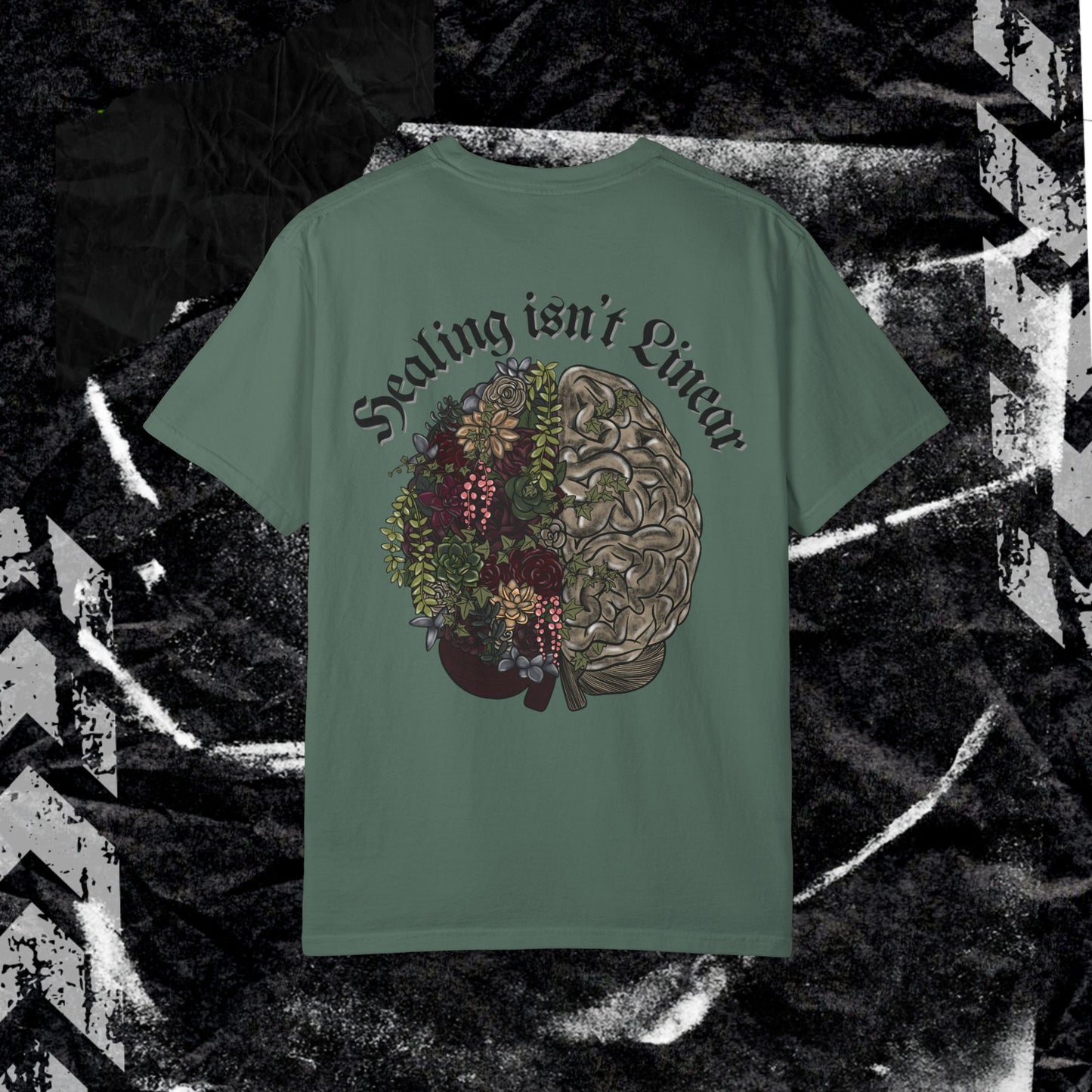 Healing isn't Linear - Unisex Garment-Dyed T-shirt. Ll