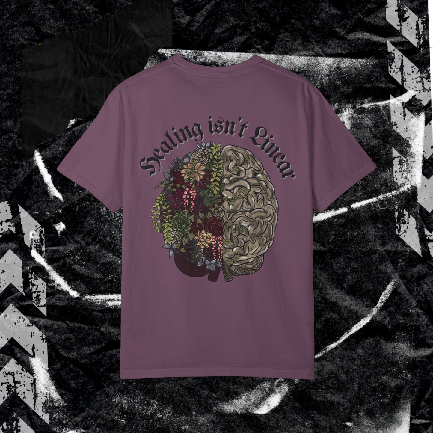 Healing isn't Linear - Unisex Garment-Dyed T-shirt. Ll