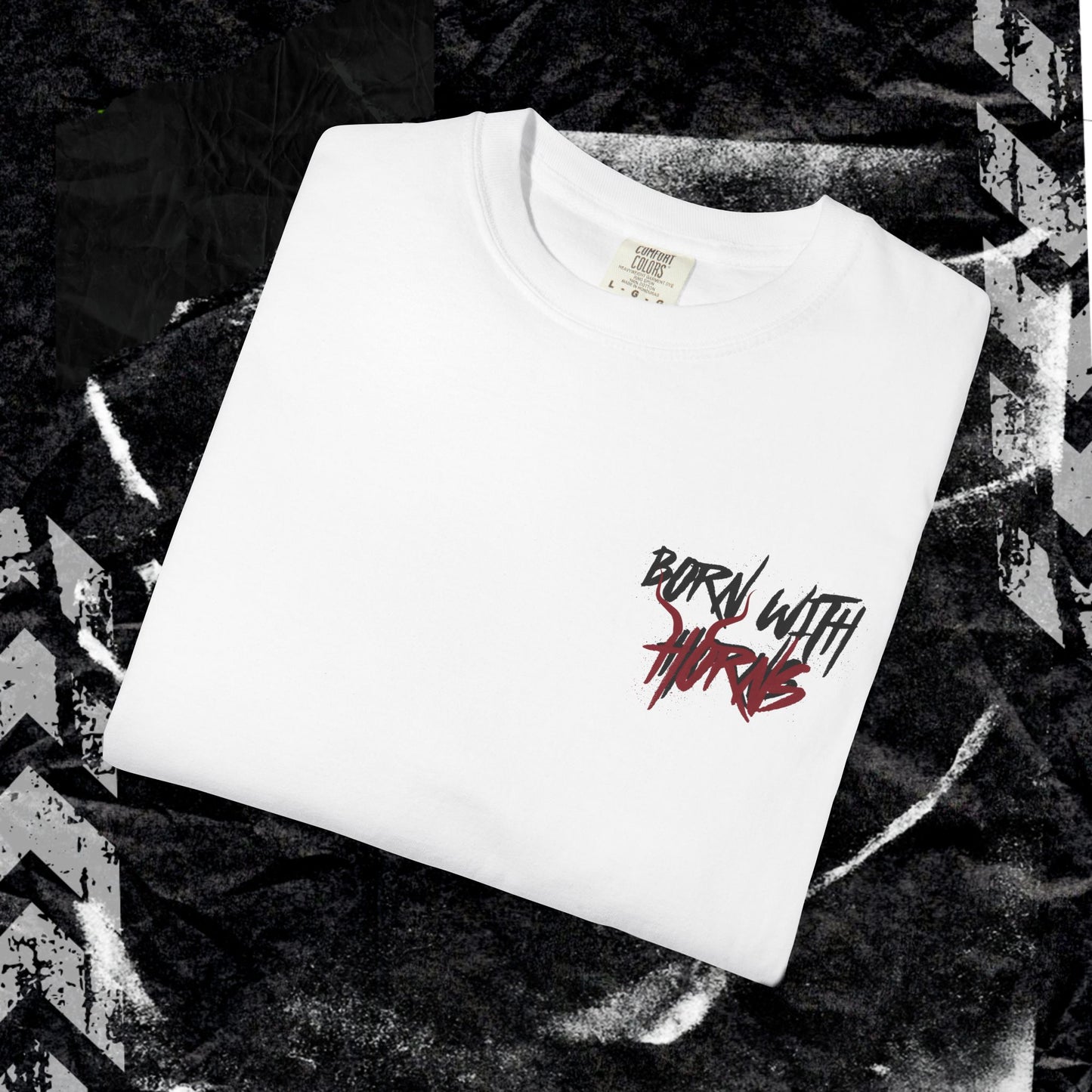BORN WITH HORNS - Unisex Garment-Dyed T-shirt.
