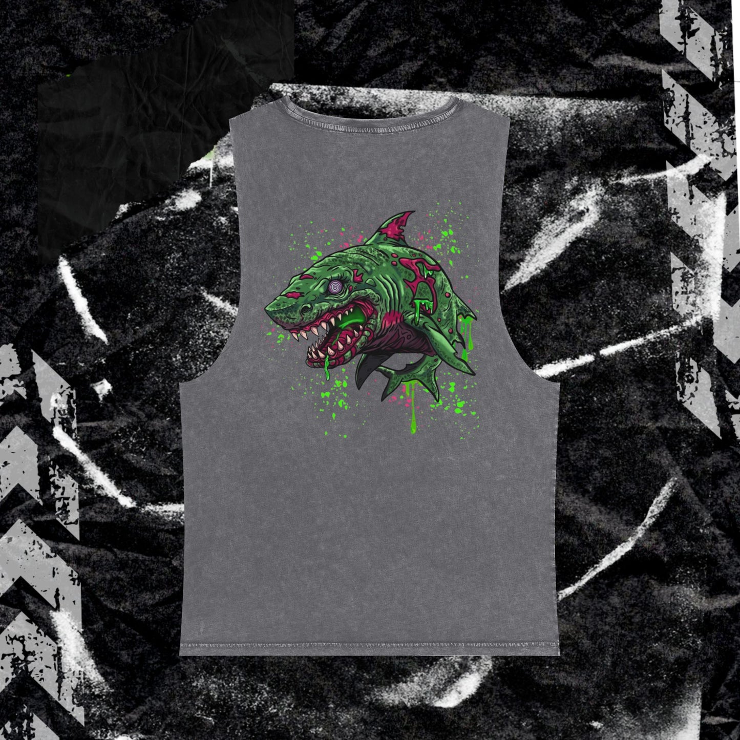 GRUNGE SHARK (backprint) Stonewash Tank Top