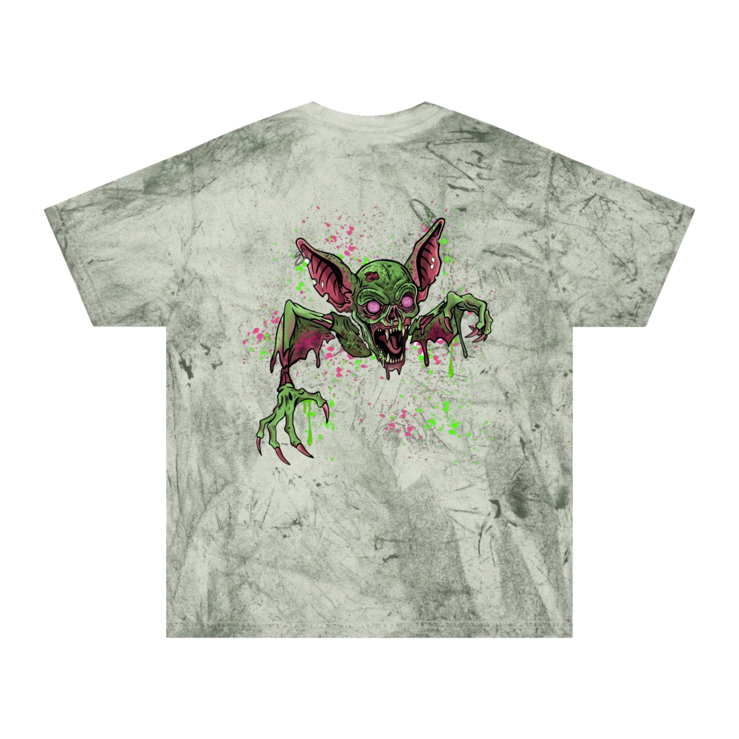 Grunge Bat - (backprint) color blast t-shirt
