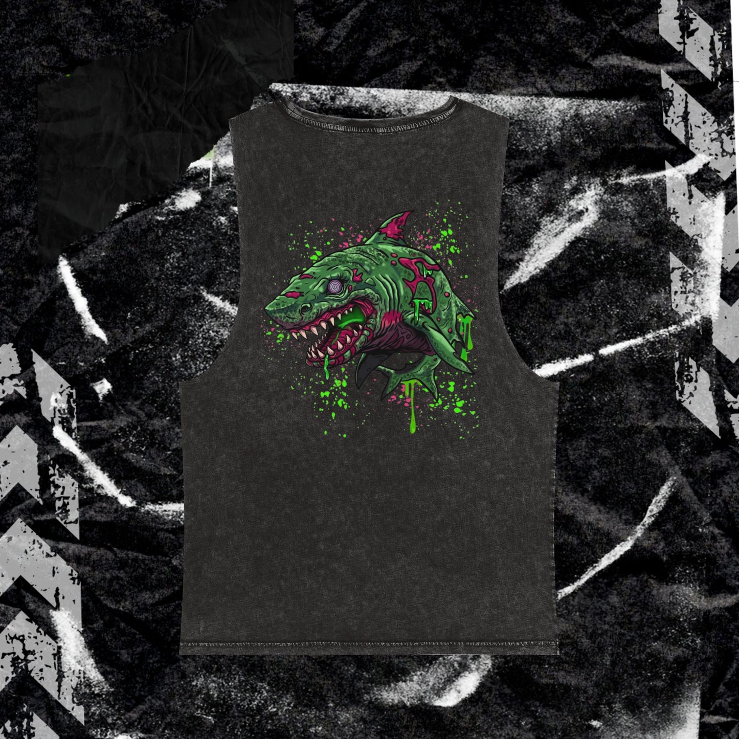GRUNGE SHARK (backprint) Stonewash Tank Top