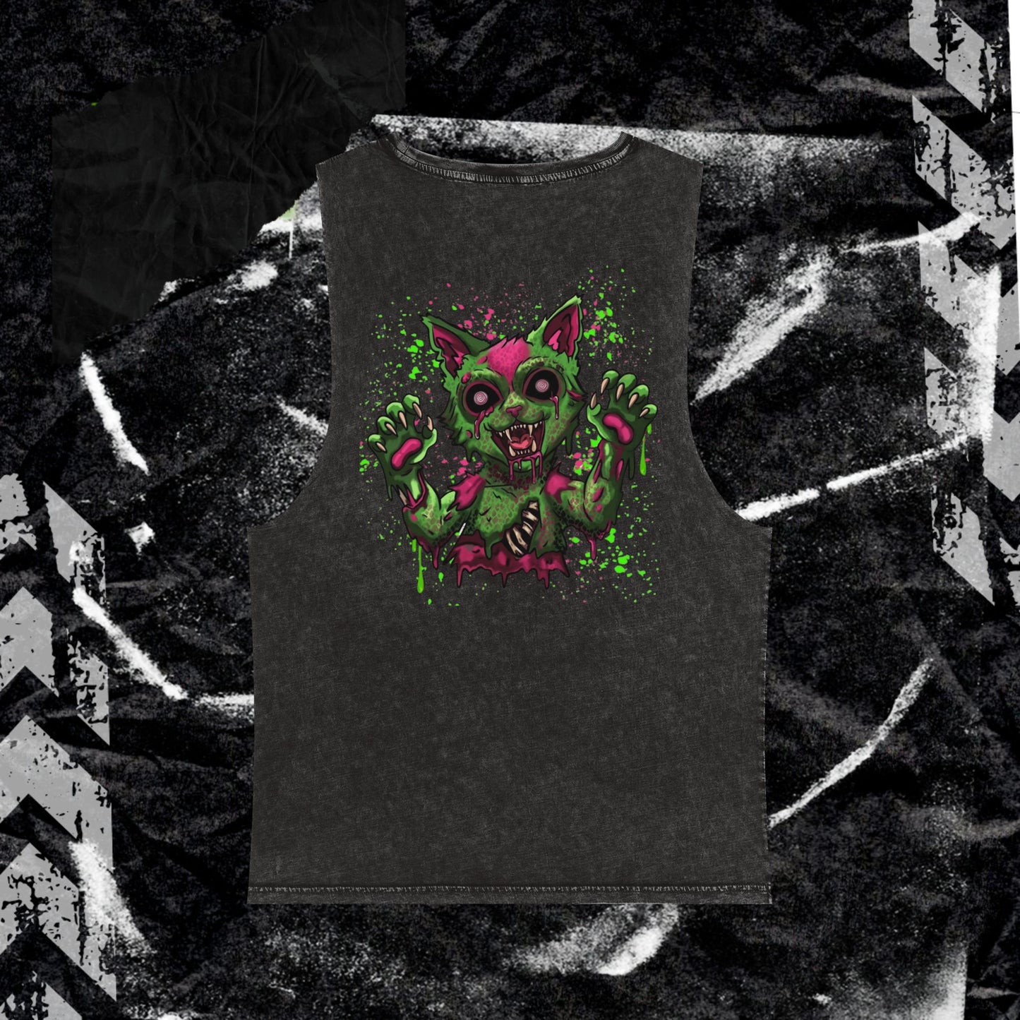 GRUNGE KITTY (backprint) Stonewash Tank Top