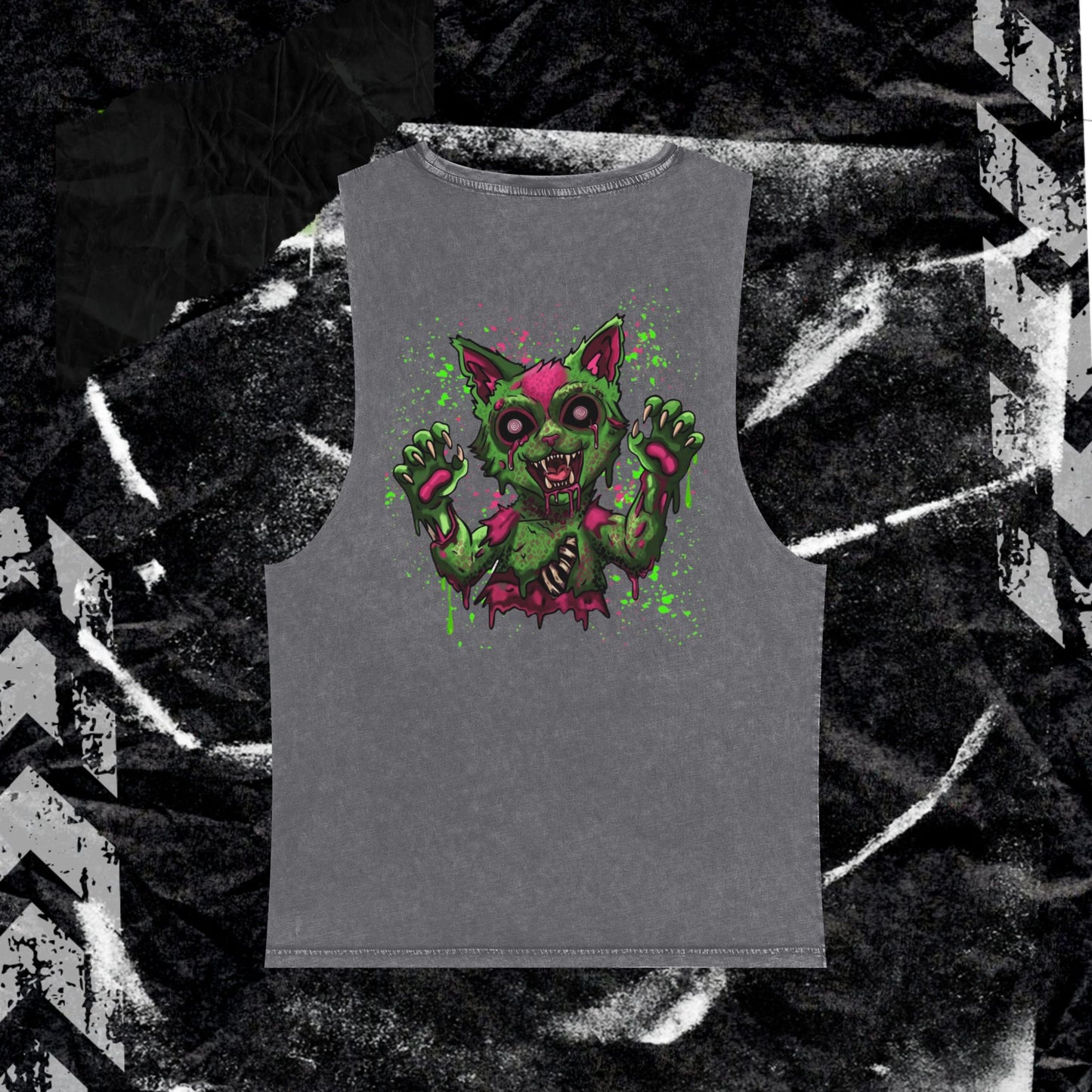 GRUNGE KITTY (backprint) Stonewash Tank Top