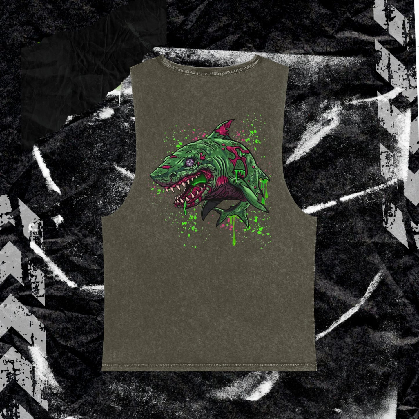 GRUNGE SHARK (backprint) Stonewash Tank Top