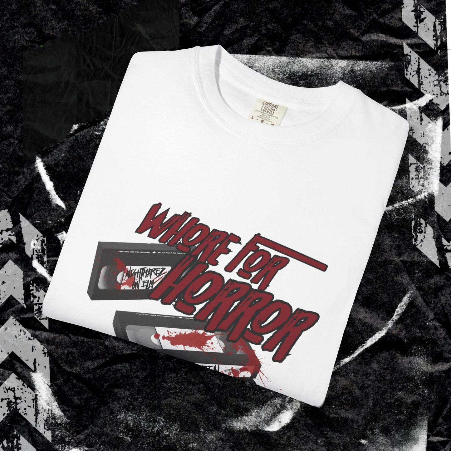 WHORE FOR HORROR - Unisex Garment-Dyed T-shirt.