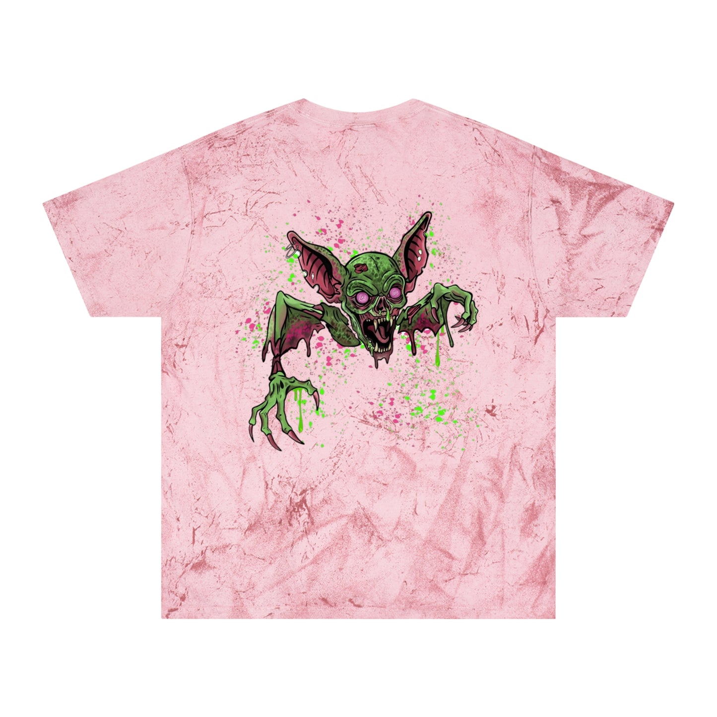 Grunge Bat - (backprint) color blast t-shirt