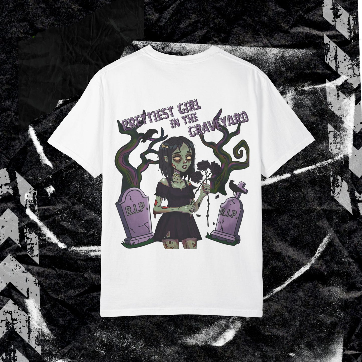 Prettiest Girl In The Graveyard - Unisex Garment-Dyed T-shirt.