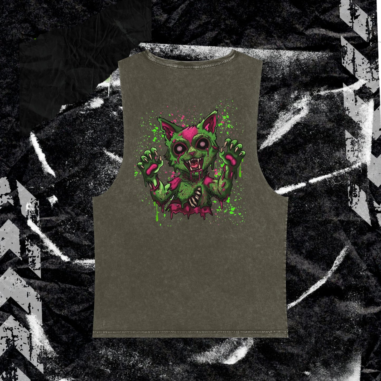 GRUNGE KITTY (backprint) Stonewash Tank Top
