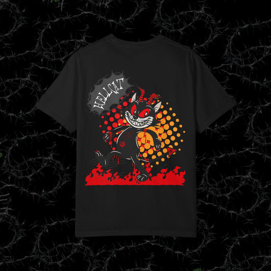 HELLCAT (BACK PRINT) - Unisex Garment-Dyed T-shirt.