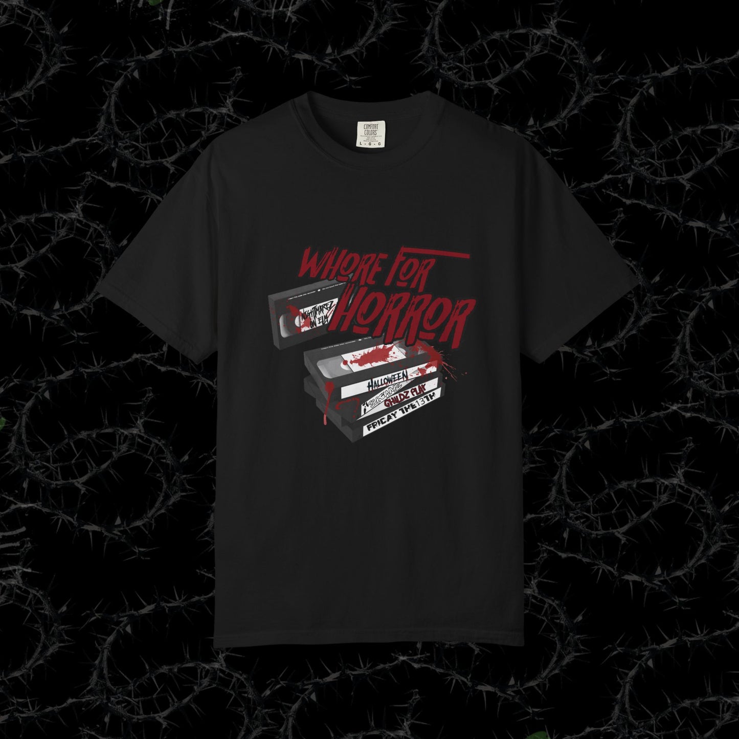 WHORE FOR HORROR - Unisex Garment-Dyed T-shirt.