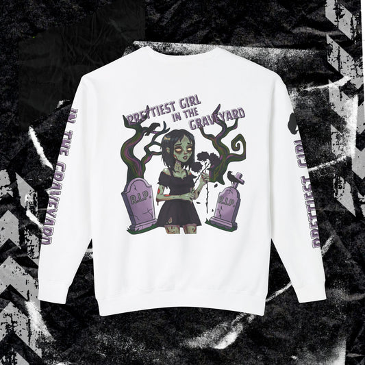 Prettiest Girl In The Graveyard - Unisex Lightweight Crewneck Sweatshirt