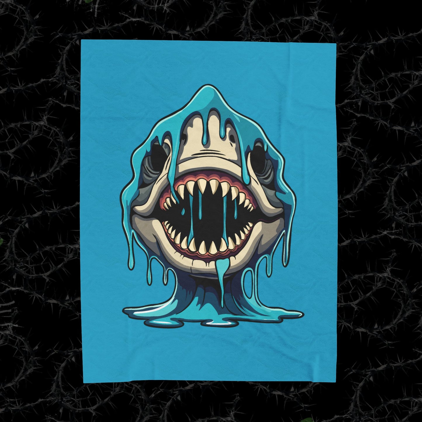 Eats Boys For Dinner Shark  - Velveteen Plush Blanket