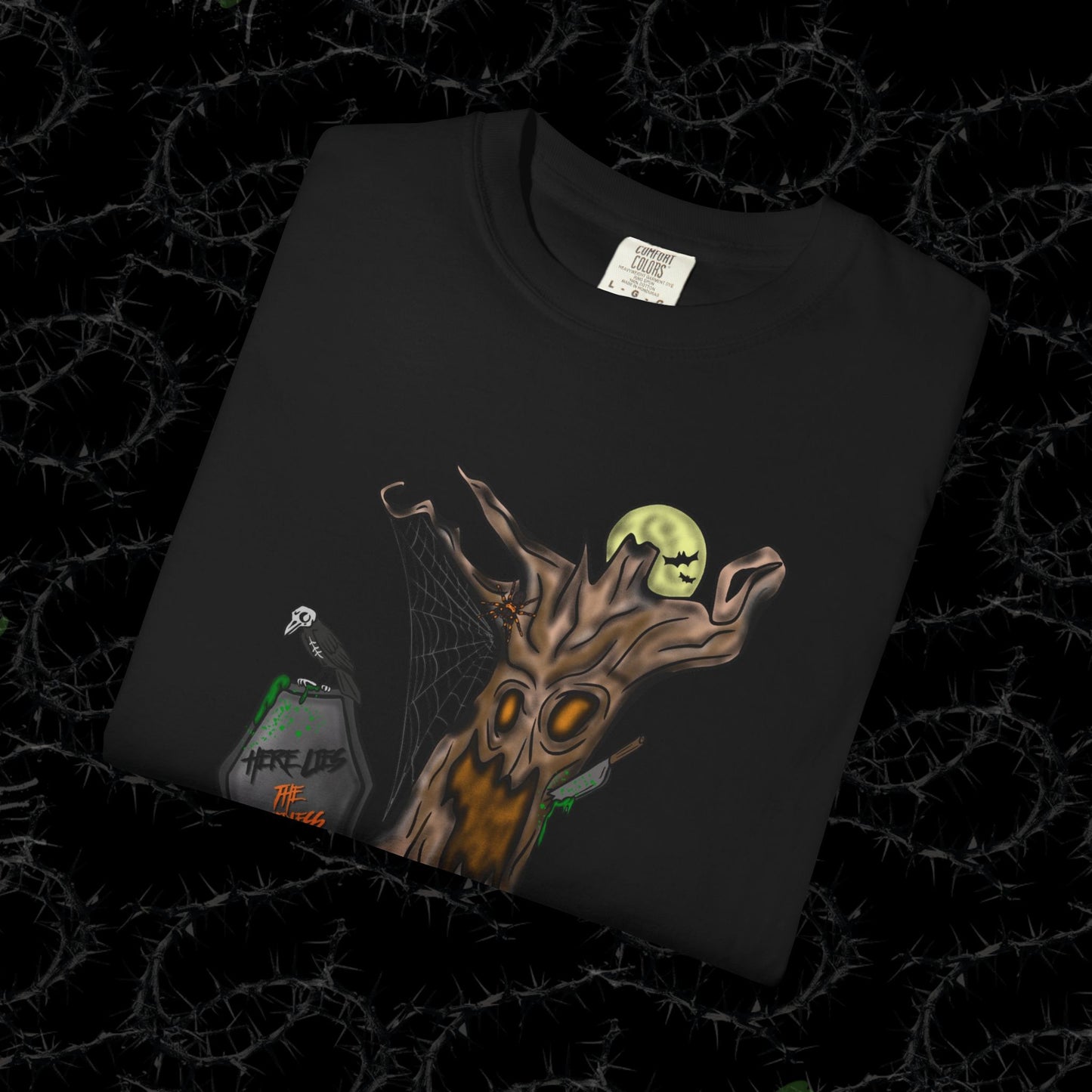 HERE LIES THE HEADLESS HORSEMAN - Unisex Garment-Dyed T-shirt.