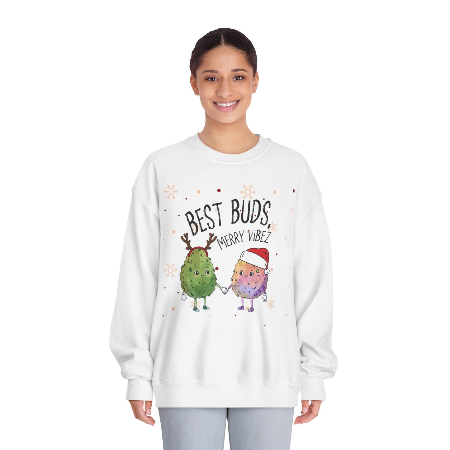 BEST BUDS, MERRY VIBEZ - Unisex DryBlend® Crewneck Sweatshirt