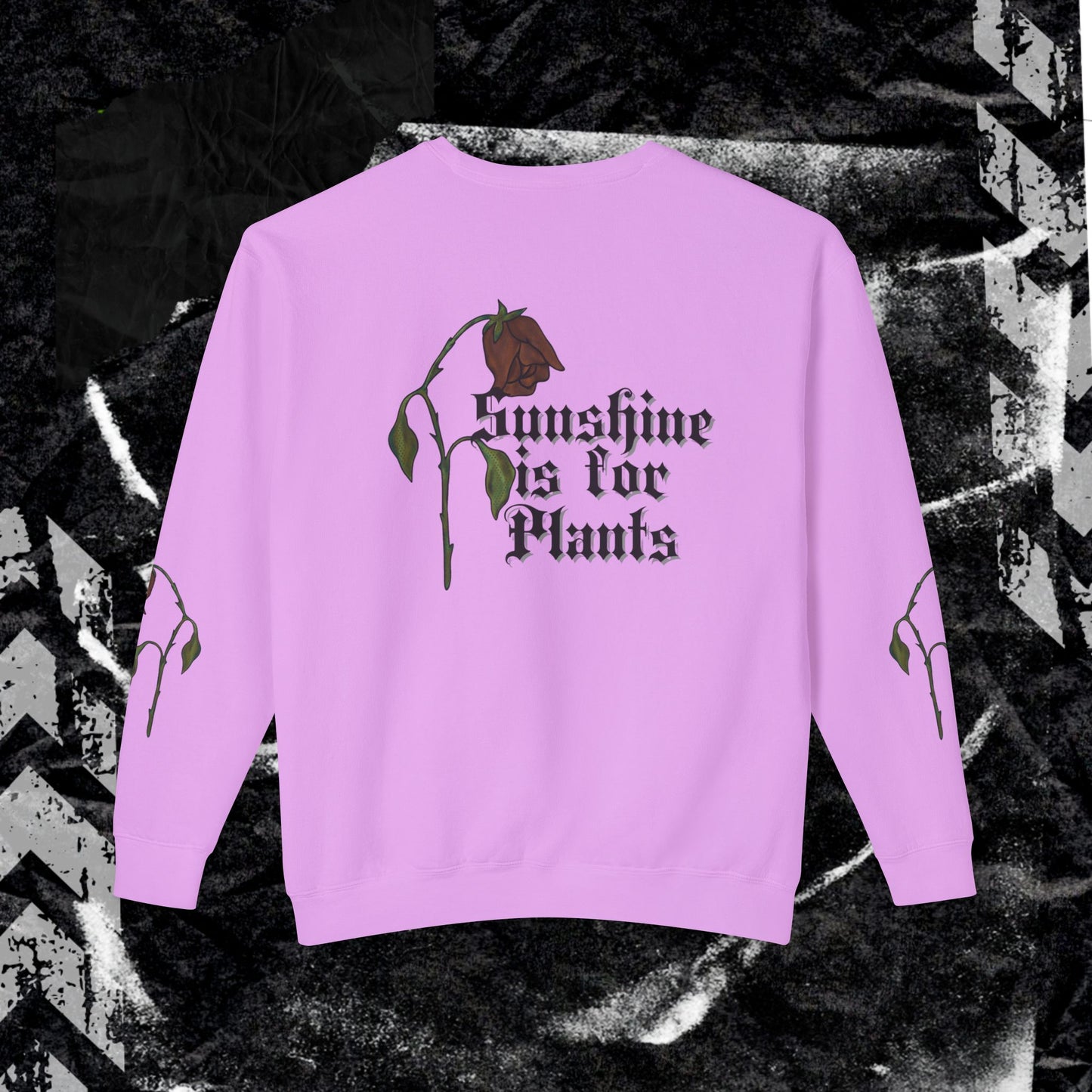 SUNSHINE IS FOR PLANTS (BACK PRINT) - Unisex Lightweight Crewneck Sweatshirt