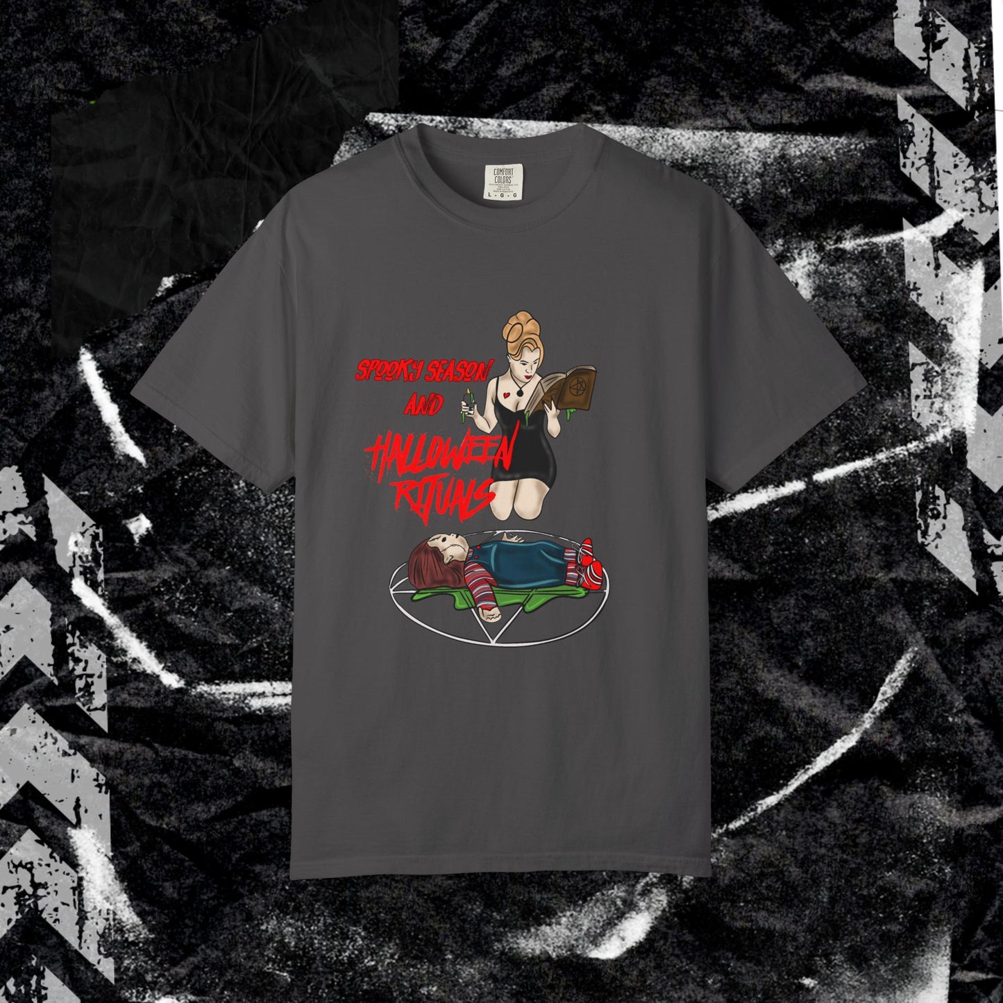 SPOOKY SEASON & HALLOWEEN RITUALS - Unisex Garment-Dyed T-shirt.