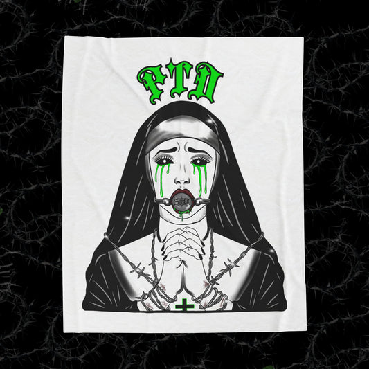 Praying Nun Sinner - Velveteen Plush Blanket